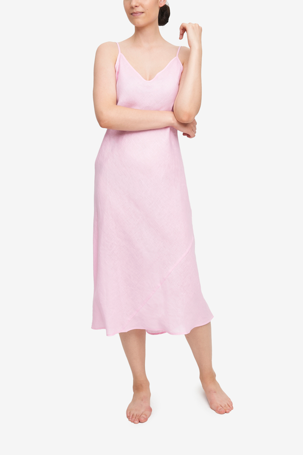 Long Slip Dress Pale Pink Linen | The ...
